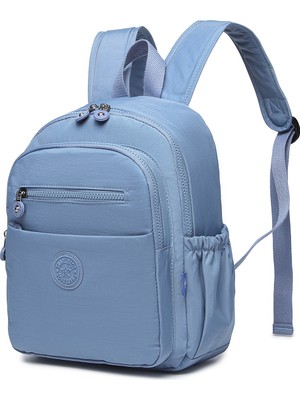 Hüvendo Smart Su Geçirmez Krınkıl Kumaş Tablet Bölmeli Orta Boy Kadın Günlük Sırt Çantası Jeans Mavi