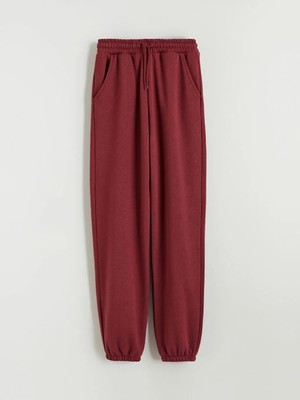 LC Waikiki Lcw Kids Bordo Beli Lastikli Kız Çocuk Kalın Jogger Eşofman Altı