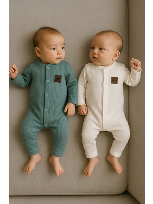 Omy 2'li %100 Pamuk Fitilli 3-6-9 Ay Tulum&hastane Çıkışı Yenidoğan Tulum Extra Konfor