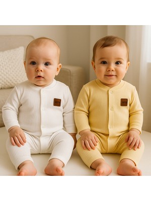 Omy 2'li %100 Pamuk Fitilli 3-6-9 Ay Tulum&hastane Çıkışı Yenidoğan Tulum Extra Konfor