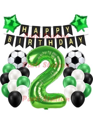 Parti Station Futbol Maç Konsept Yeşil Rakam Yaş Balon Futbol Konsept Yeşil Parti Doğum Günü Balon Seti
