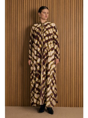 Aker Yeşil Desenli Elbise