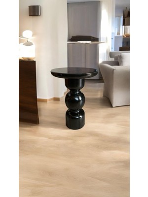 Wood Wooden Ahşap Karpuz Model Tekli Mantar Yan Sehpa Modern Siyah Renk Fiskos