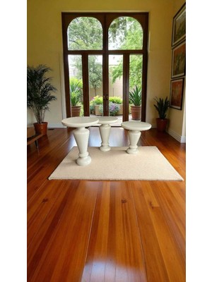 Ahşap Mantar Sehpa 3lü Set Krem Renk Doğal Zigon ve Fiskos Sehpa