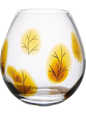 Paşabahçe Yapraklı Vazo Amber El Yapım Tekli 20 cm