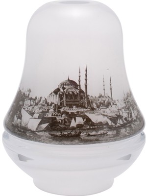Paşabahçe Gravürlü Cam Rüzgar Mumluk 20 cm El Yapım