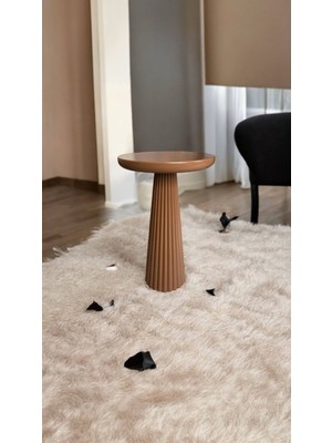 Wood Wooden Ahşap Kahverengi Renk Tekli Mantar Yan Sehpa Fiskos Çiçeklik Decorative