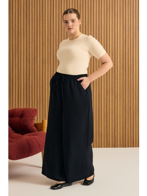 Aker Siyah Beli Lastikli Pantolon Etek