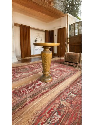 Wooden Ahşap Tekli Mantar Yan Sehpa Modern Tütün Renk Fiskos