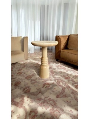 Wood Wooden Ahşap Tekli Boğumlu Mantar Yan Sehpa Modern Naturel Renk Fiskos