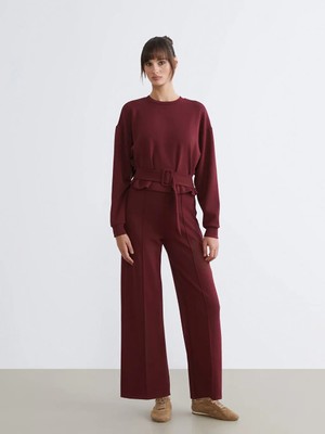 LC Waikiki Soulife Bordo Yüksek Belli Kadın Eşofman Altı