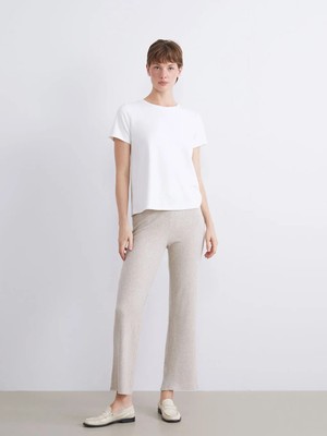 LC Waikiki Lcw Comfort Bej Beli Lastikli Kadın Eşofman Altı