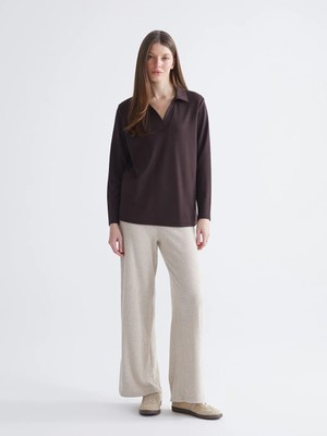 LC Waikiki Lcw Comfort Bej Beli Lastikli Kadın Eşofman Altı