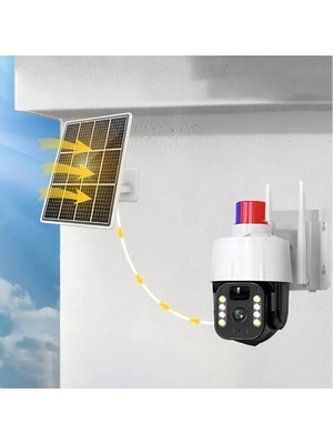 3E Grup Güneş Enerjili Alarmlı Çakarlı Dış Mekan Güvenlik Kamerası