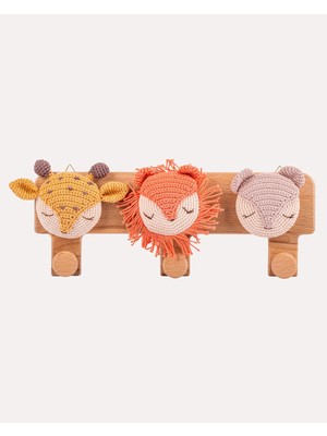 Hoogie Safari Friends Amigurumi & Ahşap Çocuk ve Bebek Odası Duvar Askısı