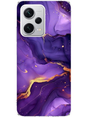 TechTree Redmi Note 12 Pro Plus Uyumlu Ametist Taşı Mor Mermer Tasarımlı Baskılı Silikon Kılıf