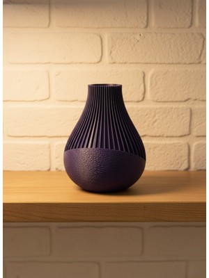 Osense Mor Çizgili Dekoratif Vazo 11 cm Modern Tasarım Aksesuar