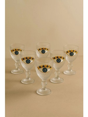 Yzhome 6 Lı Kristal Cam Kahve Yanı Su Bardağı Nazar Göz Bardak 75ML