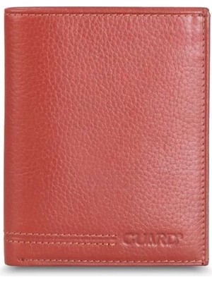 Guard Kızıl Taba Çapraz Kart Bölmeli Deri Erkek Cüzdanı