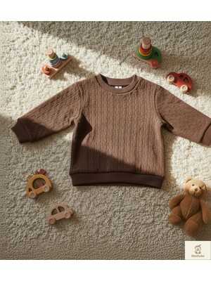 Nanica Kids Minibohe Çocuk Jakarlı Sweatshirt Kahverengi