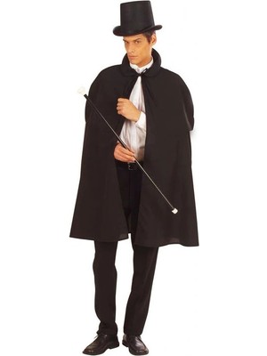 Ronanna Buğz Siyah Sihirbaz Pelerini  ve Sihirbaz Şapkası  Yetişkin Boy