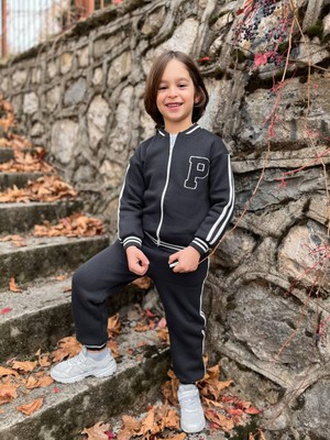 Butik Unisex Model Çocuk %100 Pamuklu Ceketli 2'li Eşofman Takımı