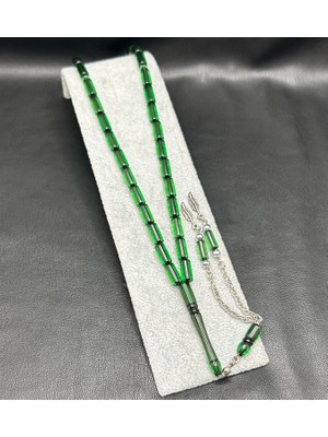 Han Ticarethane Içi Siyah Yeşil Renk Kesme Kesim Toz Kehribar Tesbih