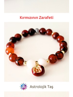 ASTRO STONES Kırmızının Zarafeti Doğal Taş Bileklik – Kırmızı Akik – Ay Taşı -2026 Yeni Yıl Bilekliği