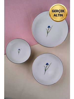 Tabak Evi Porselen Natura Iris Altın Yaldızlı Kase Seti 3 Parça