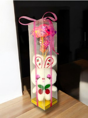 İnci Sepette Beyaz Hediye Seti Sevgiliye Sevgililer Günü Hediyesi Sonsuzluk Gülü Asetat Kutu Gold Zemin Kurdale