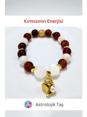 ASTRO STONES Kırmızının Enerjisi Doğal Taş Bileklik – 2026 Yeni Yıl Bilekliği – K. Akik – Ay Taşı – P. Kuvars