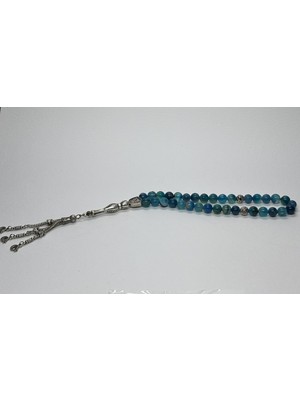 Gemsartdeco Mavi Akik Iletişim Taşı Doğaltaş Tesbih