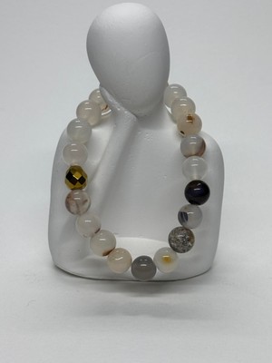 Gemsartdeco Beyaz Akik Doğaltaş Bileklik