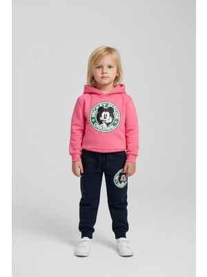 Soft and Baby Yeni Sezon Kız Çocuk Mickey Baskılı Pamuklu Alt Üst Takım Mickey Eşofman Takımı