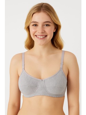 En Moda İç Giyim Gri Süngersiz Balensiz Pamuklu Penye Sütyen – Konforlu ve Doğal Günlük Kullanım Için Ideal