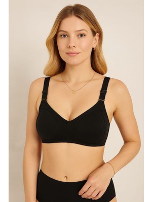 En Moda İç Giyim Siyah Dikişsiz Penye Toparlayıcı Sütyen