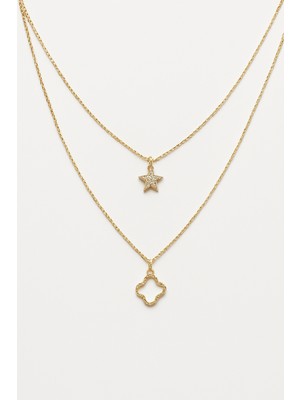 Venüs Design Çelik 2li Yonca Kolye