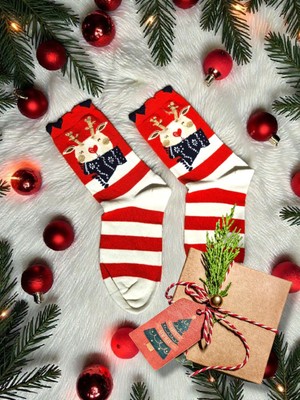 Diva Viva - Yılbaşı Temalı Kadın Çorap – Desenli Özel Tasarım (Hediye Paketli)