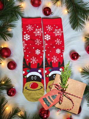Diva Viva - Yılbaşı Temalı Unisex Çorap – Desenli Özel Tasarım (Hediye Paketli)