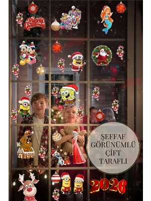 Kt Grup Yeni Yıl Yılbaşı Hoşgeldin 2026 Yeni Sezon Şeffaf Çift Taraflı 41 Parça Cam Kapı Duvar Sticker Seti