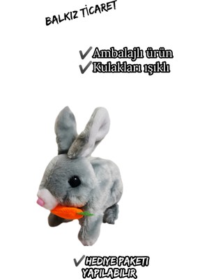 Kids Zıplayan Kulakları Işıklı Oyuncak Tavşan