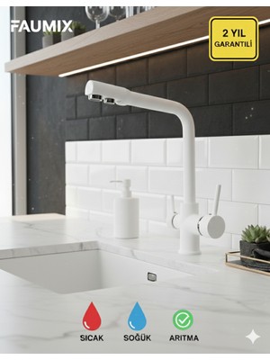 Faumix 3 Yollu Arıtma Su Girişli Mutfak Eviye Bataryası