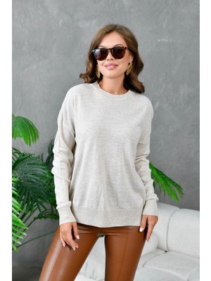 Lujiz Kadın Kazak Basic Bisiklet Yaka Kazak Kadın Kazak Taş - 10245