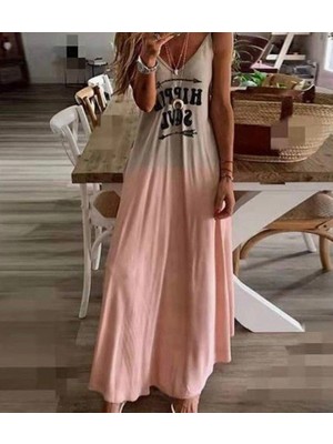 Moderie Butik Kadın Süprem Kumaş Dijital Baskılı Askılı Maxi Boy Askılı Elbise