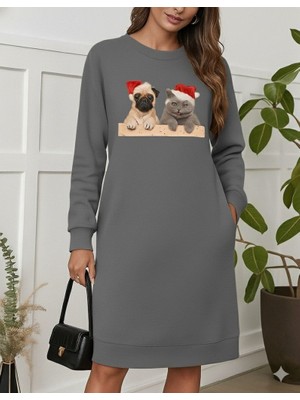 Moderie Butik Kadın Uzun Kollu Bisiklet Yaka Desenli Viskon Iki Iplik Bluz