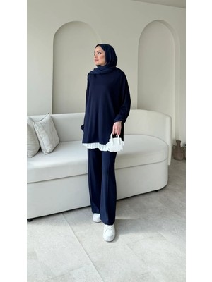 RFK Butik Kadın Kolu Apaletli Pantolonlu Ikili Takım - Lacivert