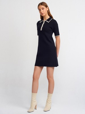 Shade Kadın Gömlek Yaka Fermuar Detaylı Kısa Kollu Elbise