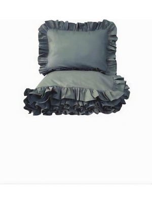 Indiehunterz Gri Fırfırlı Çift Kişilik Nevresim Takımı