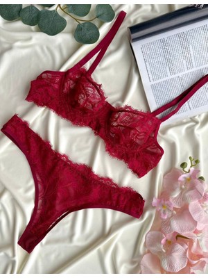 Hama Love Kadın Bordo Dantel Iç Çamaşır Takımı