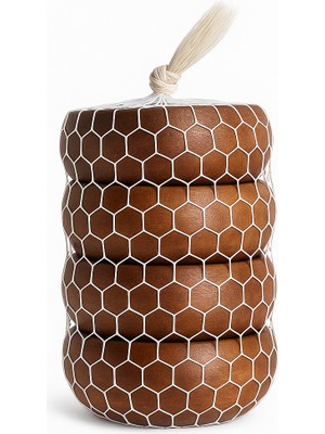 Homvira 4’lü Doğal Ahşap Sunum Kase Seti- Fileli Çerezlik, Atıştırmalık, Sos & Meze Kasesi